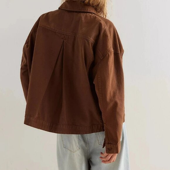 Free People  We The Free Opal Swing Denim Jacket XL BROWN - Picture 3 of 7